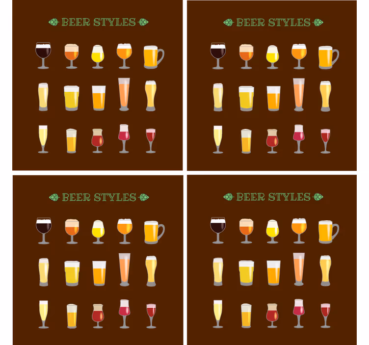 Posavasos cerveza variedad de vasos de cerveza - TenVinilo