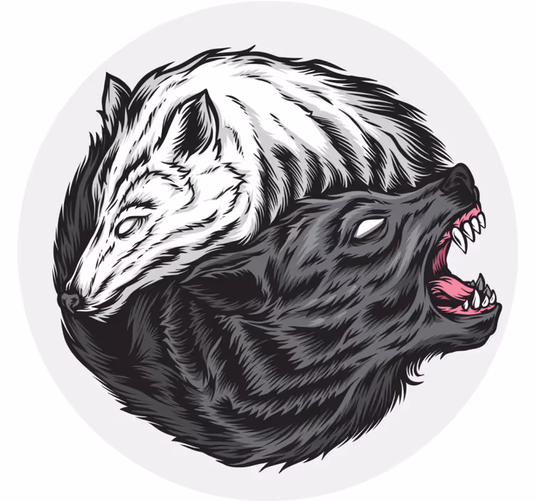 Yin yang lobo ilustración halloween posavasos - TenVinilo