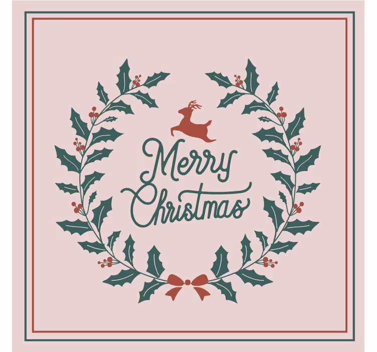 Posavasos navideño corona de acebo con reno - TenVinilo