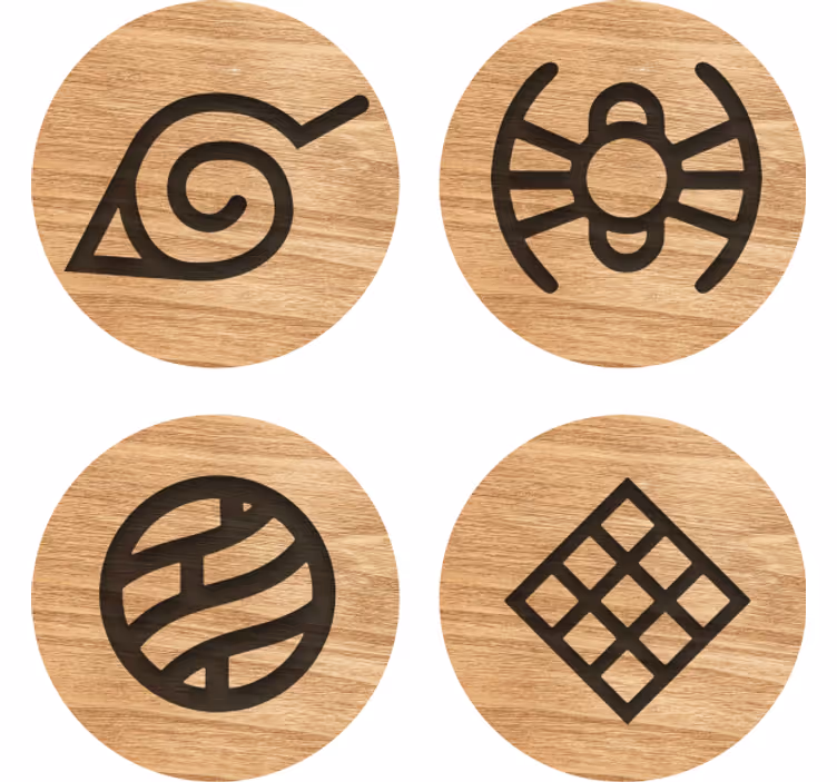 Posavasos frikis círculos de madera simbólicos - TenVinilo