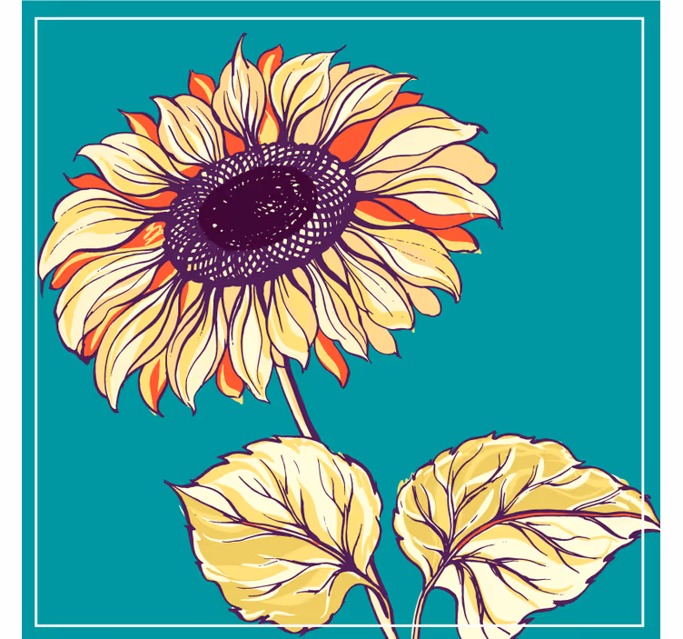Posavasos cerveza ilustración girasol vibrante - TenVinilo