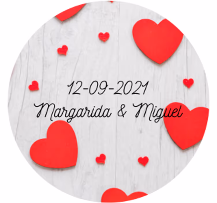 Posavasos boda personalización de corazones y fecha - TenVinilo