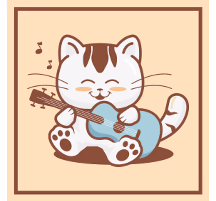 Posavasos frikis gato juguetón tocando guitarra - TenVinilo