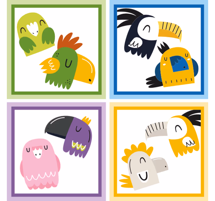 Posavasos cerveza caras de aves coloridas - TenVinilo