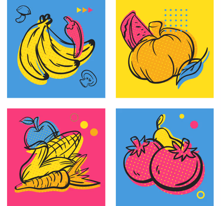 Posavasos moderno ilustraciones de frutas coloridas - TenVinilo