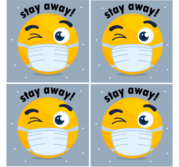 Posavasos emoji guiñando un ojo con mascarilla - TenVinilo