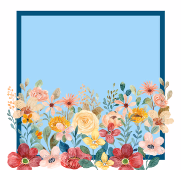 Posavasos personalizable diseño de bordes florales - TenVinilo