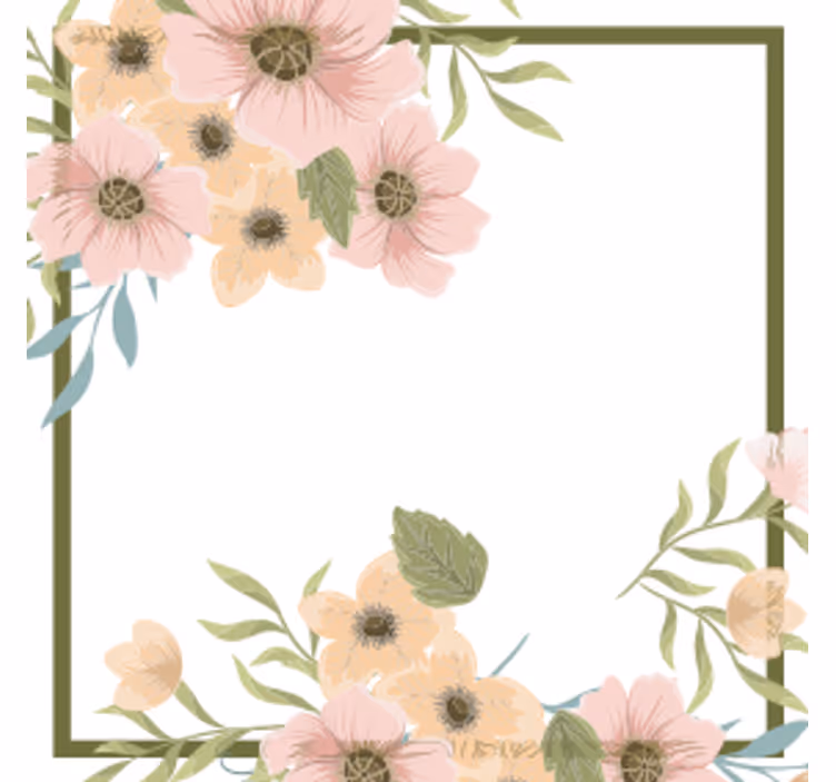 Posavasos moderno marco de bordes florales - TenVinilo
