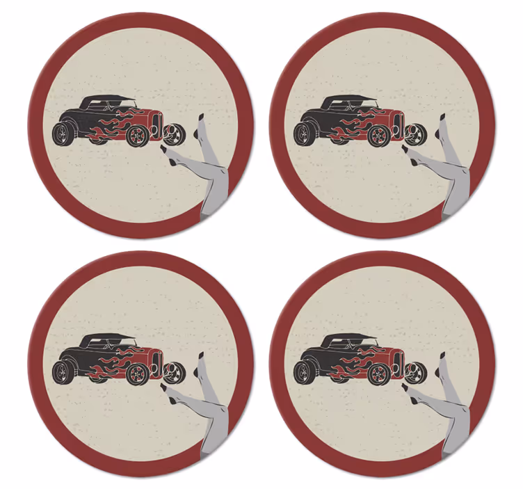 Posavasos vintage hot rod en llamas - TenVinilo