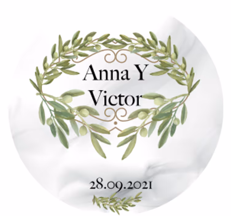 Posavasos boda emblema de rama de olivo - TenVinilo