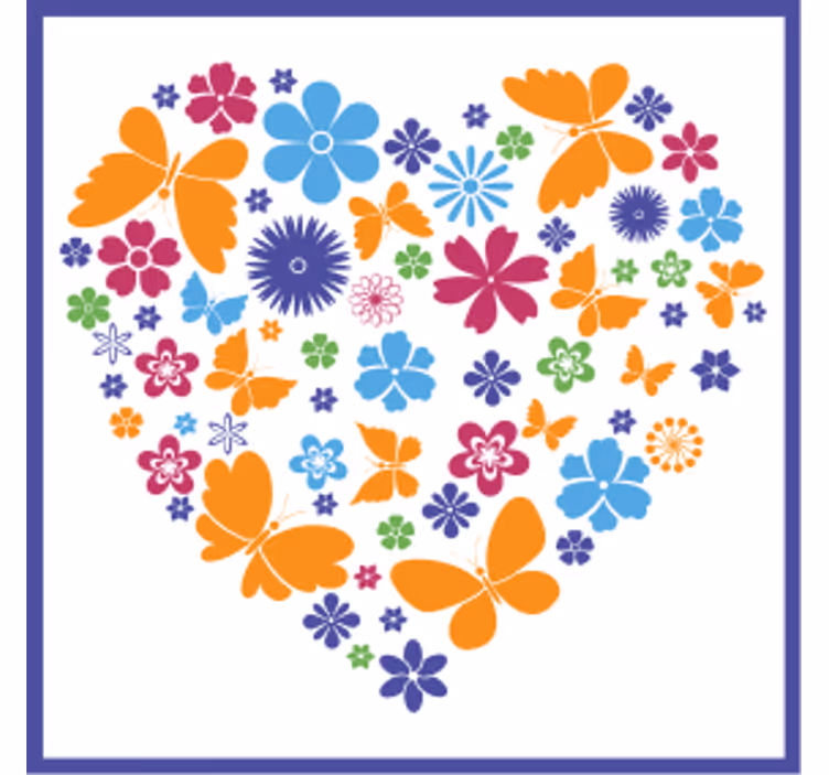 Posavasos moderno arreglo floral en corazón - TenVinilo