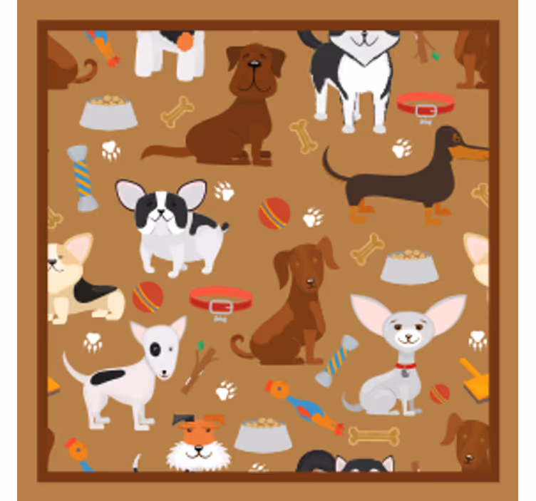 Posavasos moderno ilustraciones de perros juguetones - TenVinilo