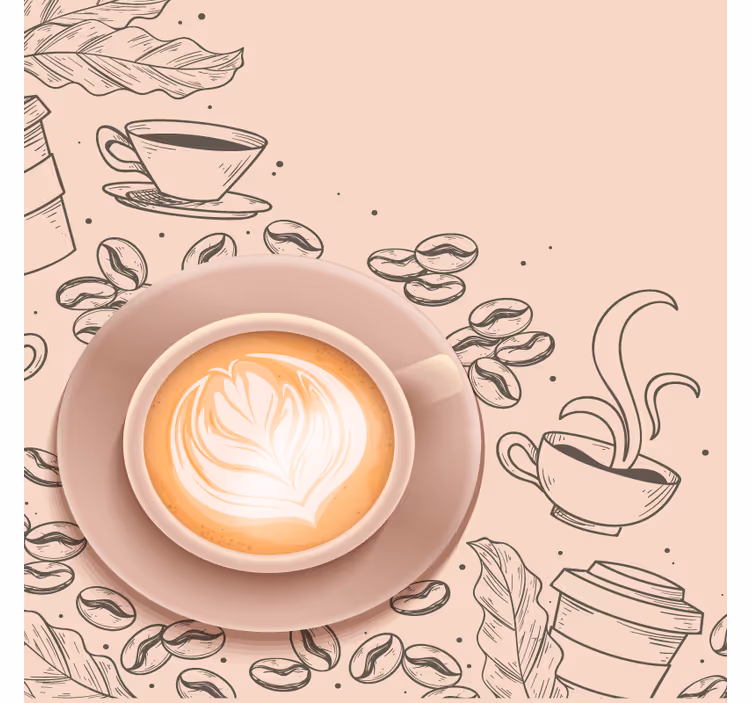 Posavasos moderno arte elegante de tazas de café - TenVinilo