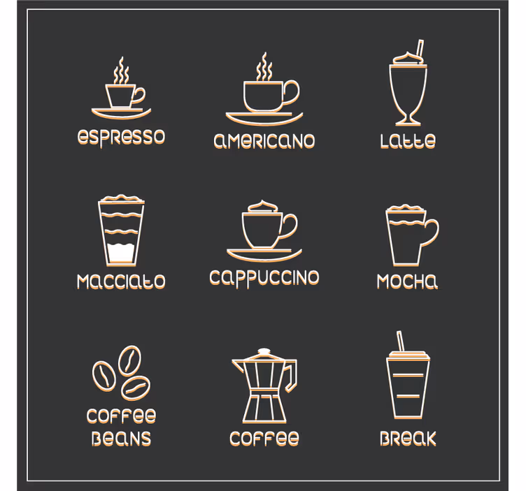 Posavasos moderno Increíbles iconos de café múltiples - TenVinilo