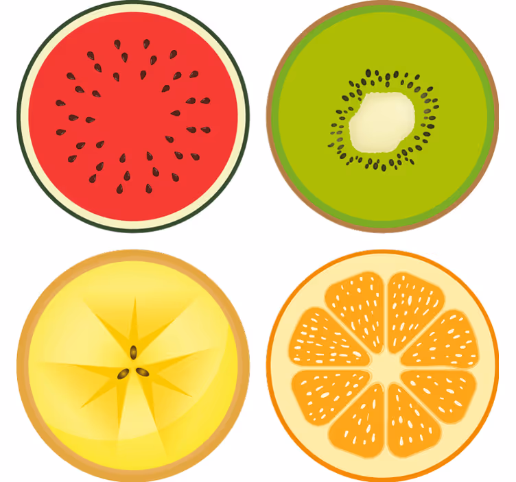 Posavasos moderno juego de posavasos en rodajas de fruta - TenVinilo