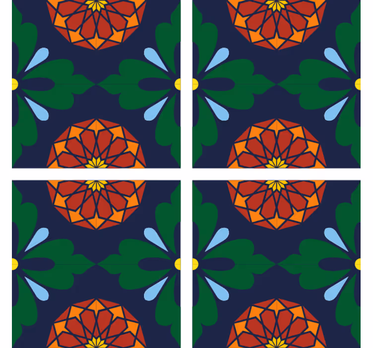 Posavasos azulejo estampado botánico vibrante - TenVinilo