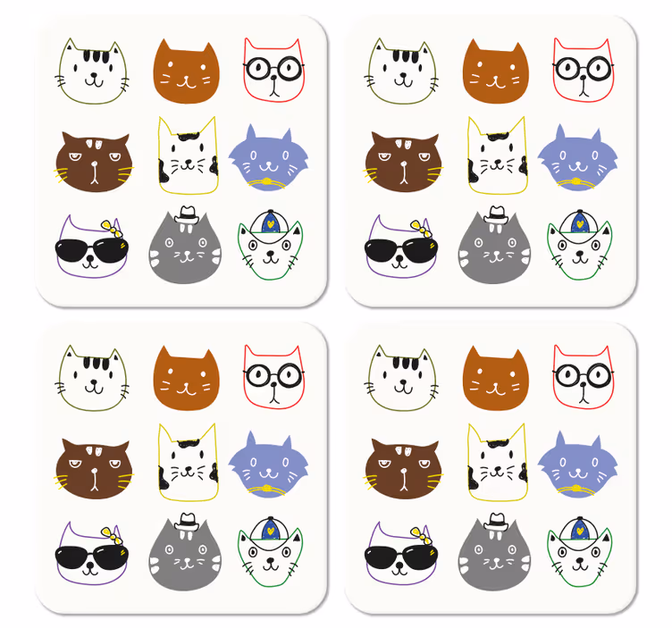 Posavasos frikis Lindos gatos graciosos coloridos - TenVinilo