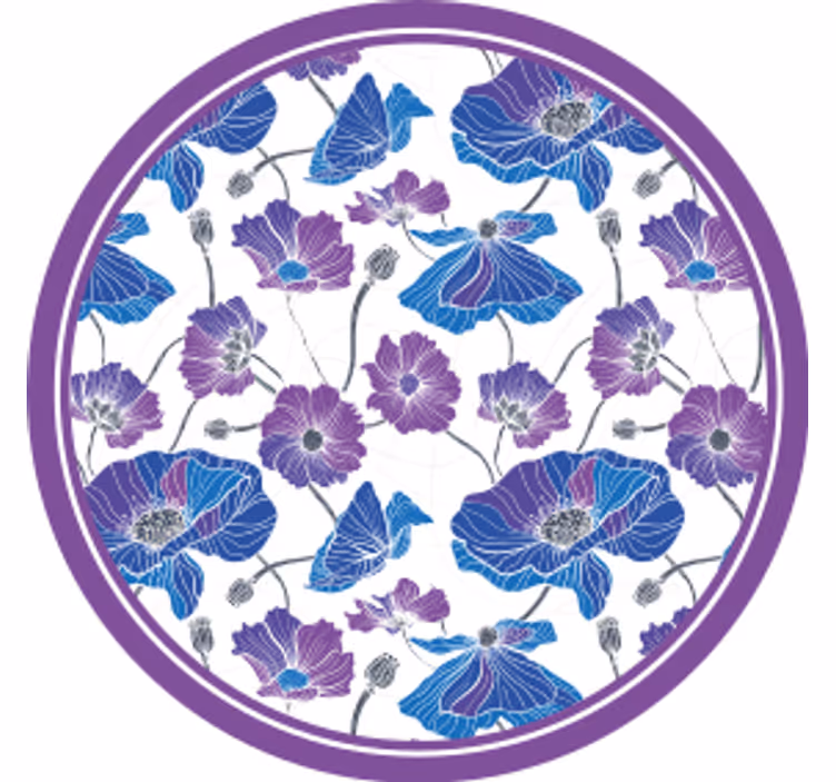 Posavasos moderno con motivo floral y acentos morados - TenVinilo