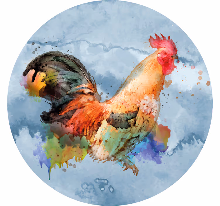 Posavasos frikis ilustración de gallo vibrante - TenVinilo