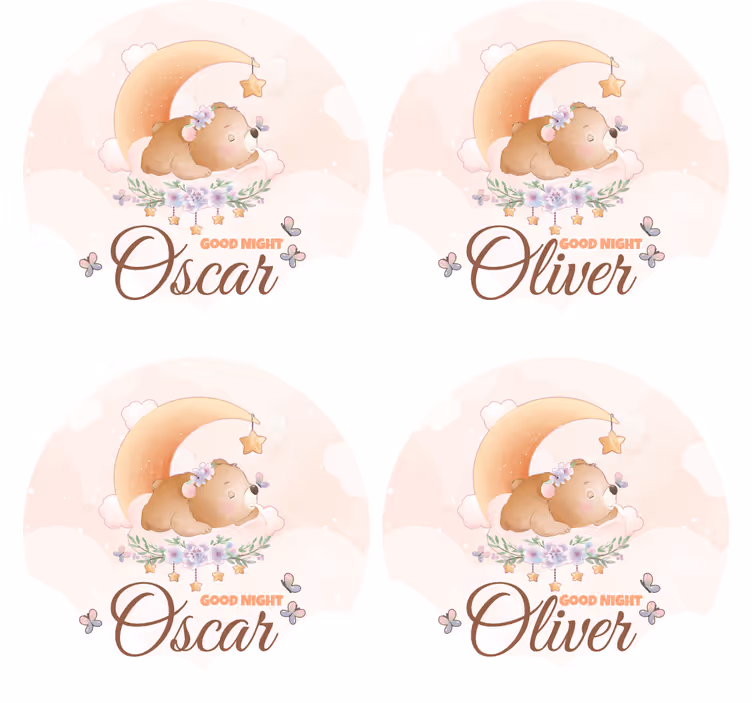 Posavasos personalizable tema de osito para dormir - TenVinilo