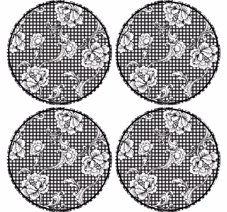 Posavasos patrón gingham floral - TenVinilo