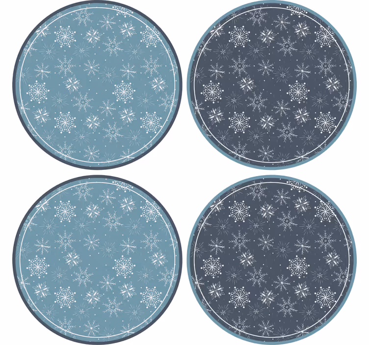 Posavasos navideño platos con motivos de copos de nieve - TenVinilo