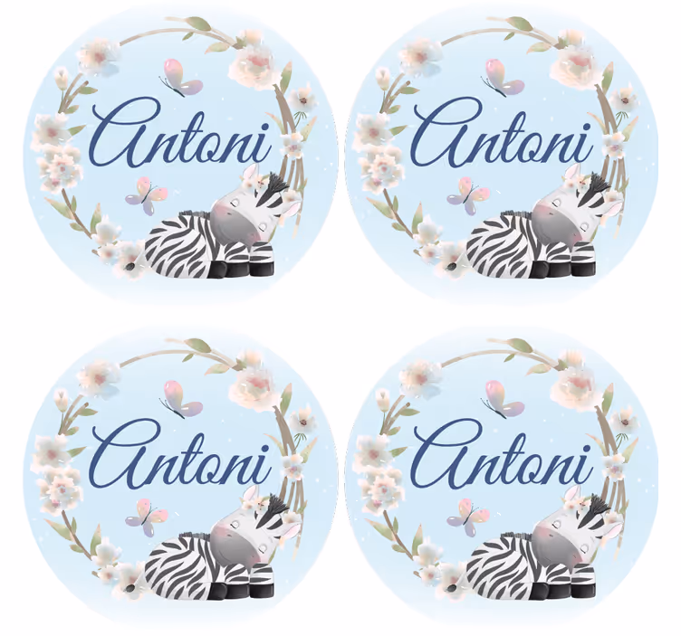 Posavasos personalizable ilustración de cebra personalizada - TenVinilo