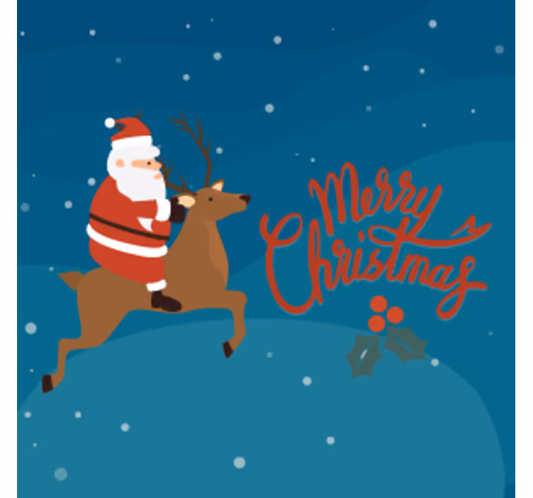 Posavasos navideño santa montando un reno - TenVinilo