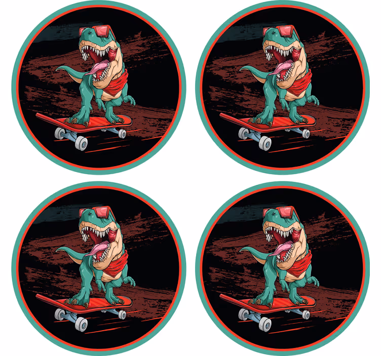 Posavasos frikis dinosaurio patinador - TenVinilo