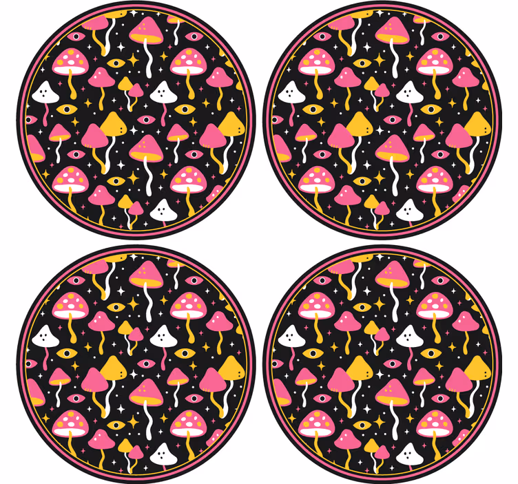 Posavasos moderno Hongos mágicos rosas - TenVinilo