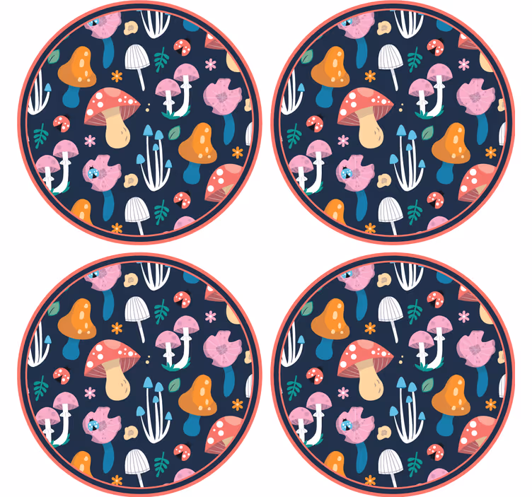 Posavasos frikis con motivo de hongos vibrantes - TenVinilo