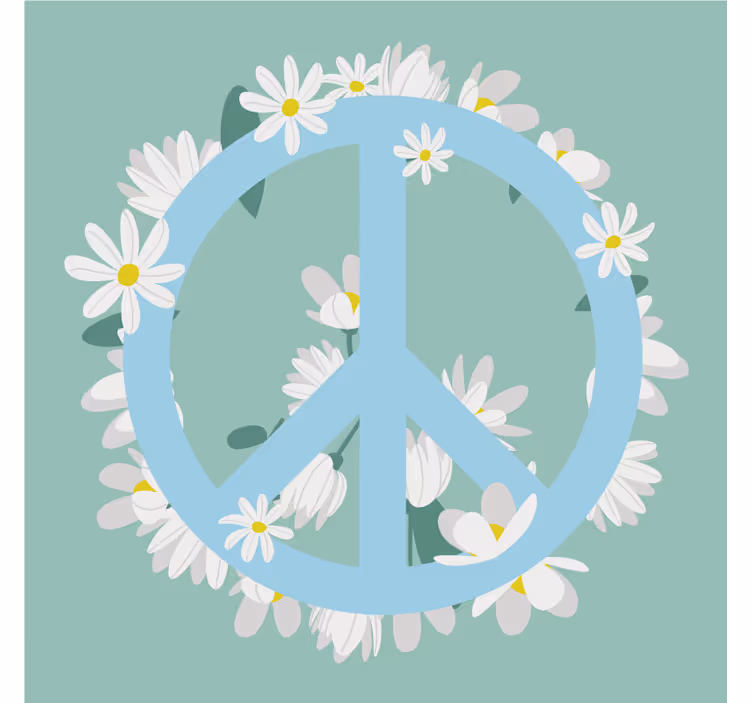 Posavasos con frases símbolo de paz rodeado de margaritas - TenVinilo