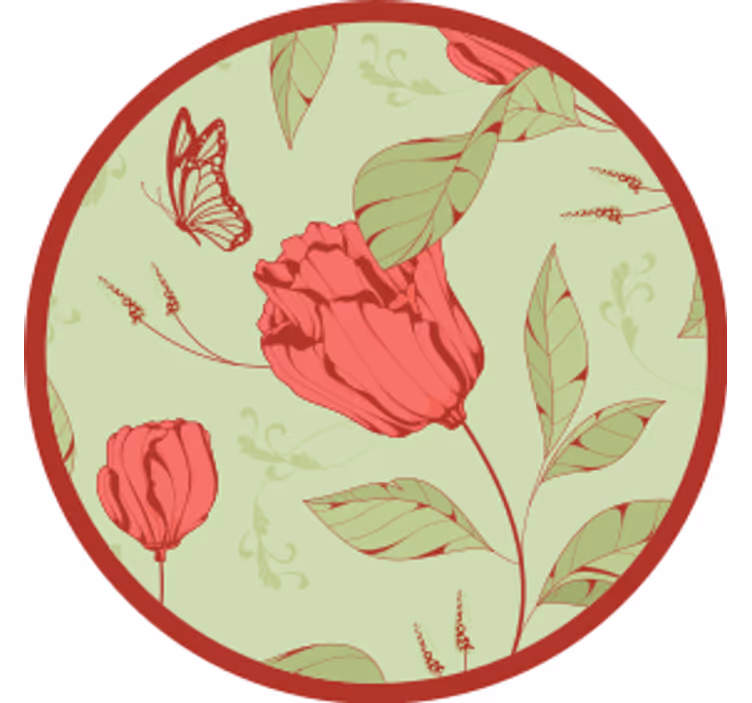 Posavasos moderno patrón floral con mariposa - TenVinilo
