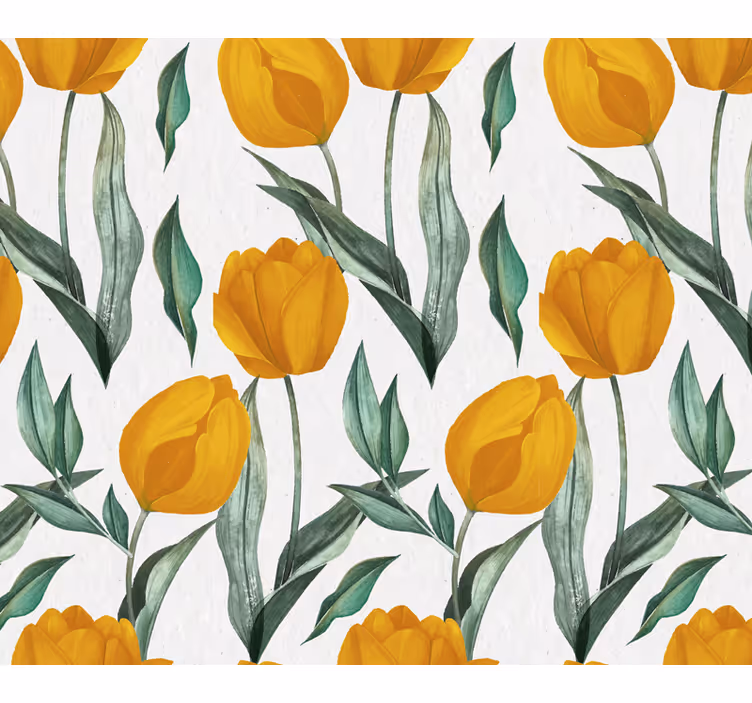 Posavasos elementos con patrón de tulipanes amarillos - TenVinilo