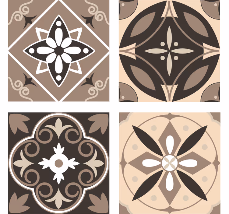 Posavasos juego de patrones florales geométricos - TenVinilo