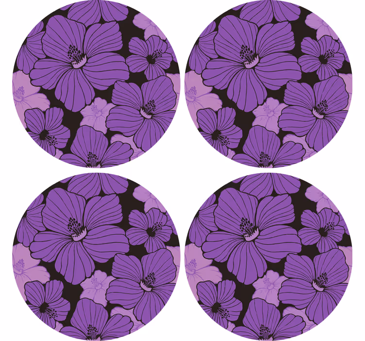 Posavasos patrón floral morado vibrante - TenVinilo