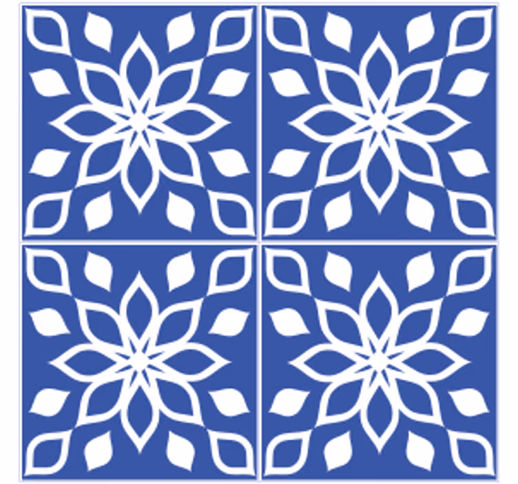 Posavasos azulejo cuadrado con patrón floral - TenVinilo