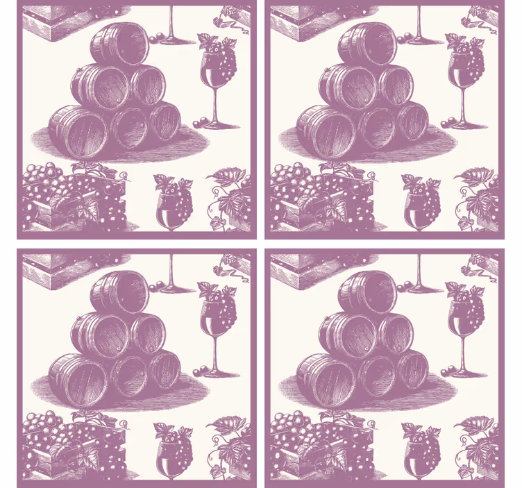 Posavasos cerveza barriles de vino y copas - TenVinilo