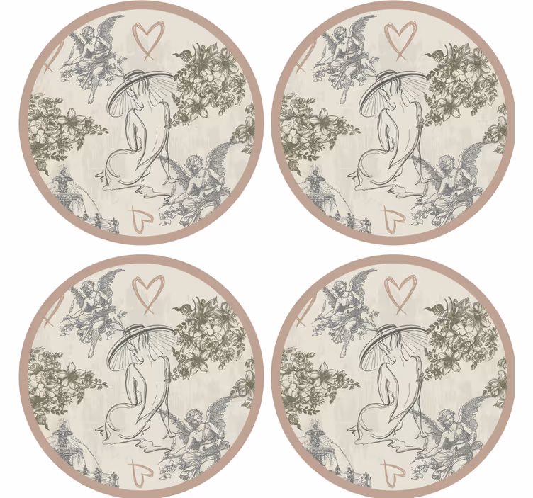 Posavasos vintage figuras florales elegantes - TenVinilo