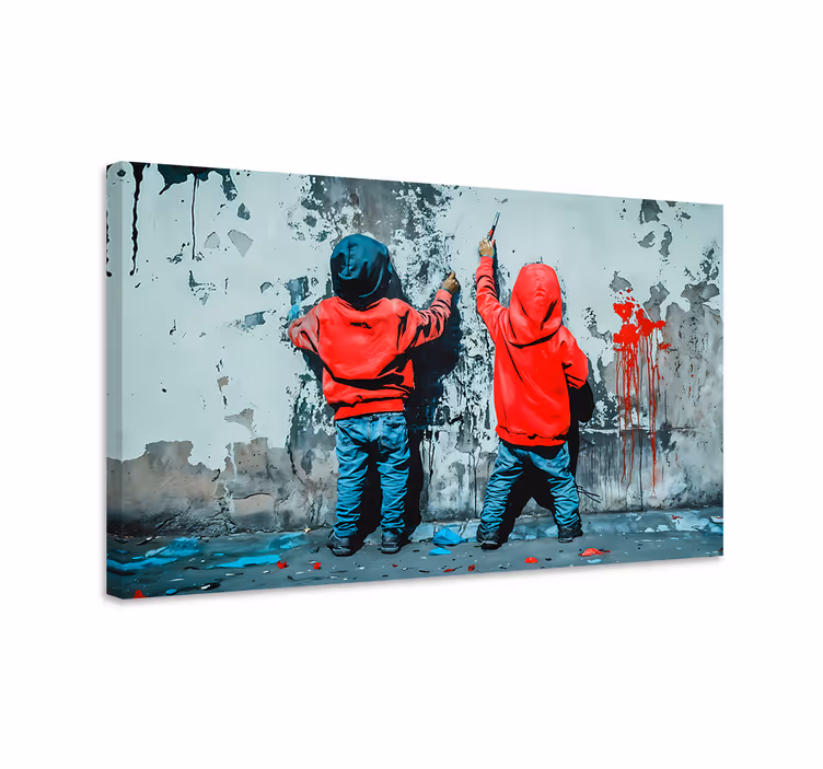 Cuadro artístico pintando chicos - TenVinilo