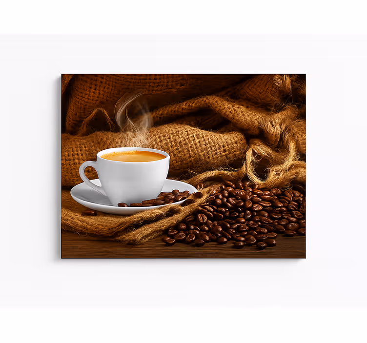 Cuadro para cocina granos de café y taza - TenVinilo