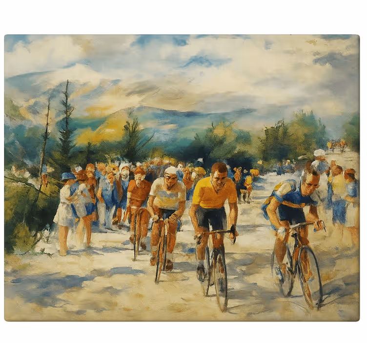 Cuadro deporte retrato de ciclistas de montaña - TenVinilo