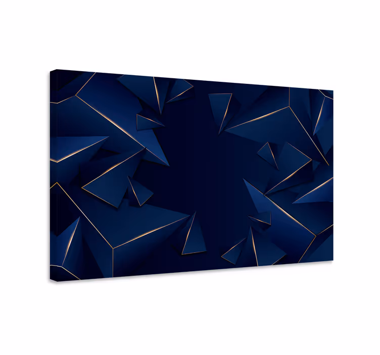 Cuadro azul con patrón geométrico azul y dorado - TenVinilo