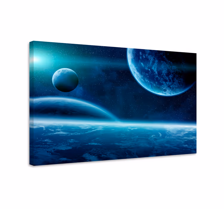 Cuadro azul fotomural con planetas - TenVinilo