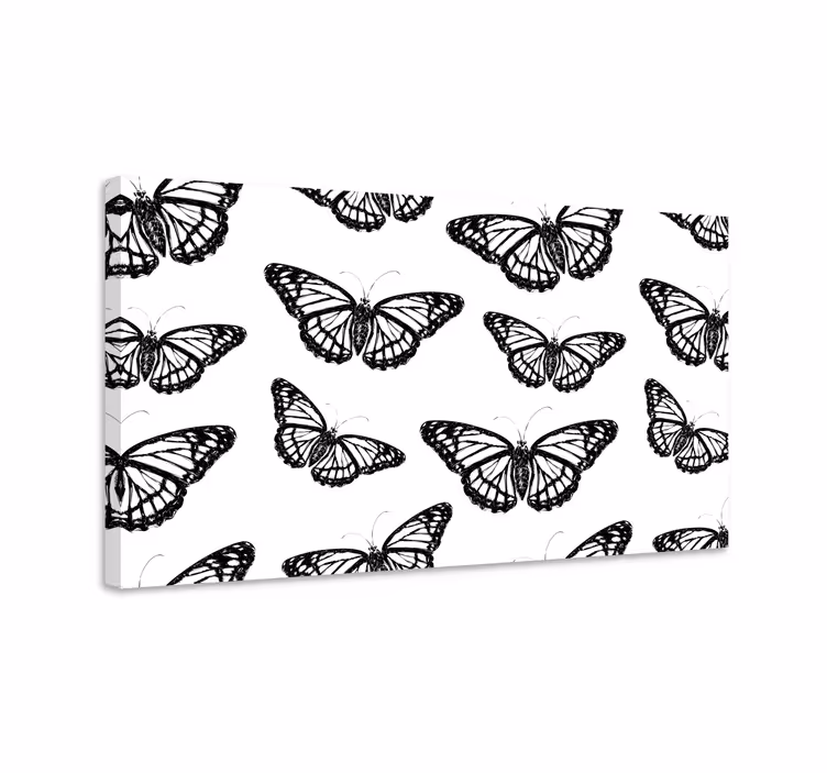 Cuadro mariposas alas de mariposa en blanco y negro - TenVinilo