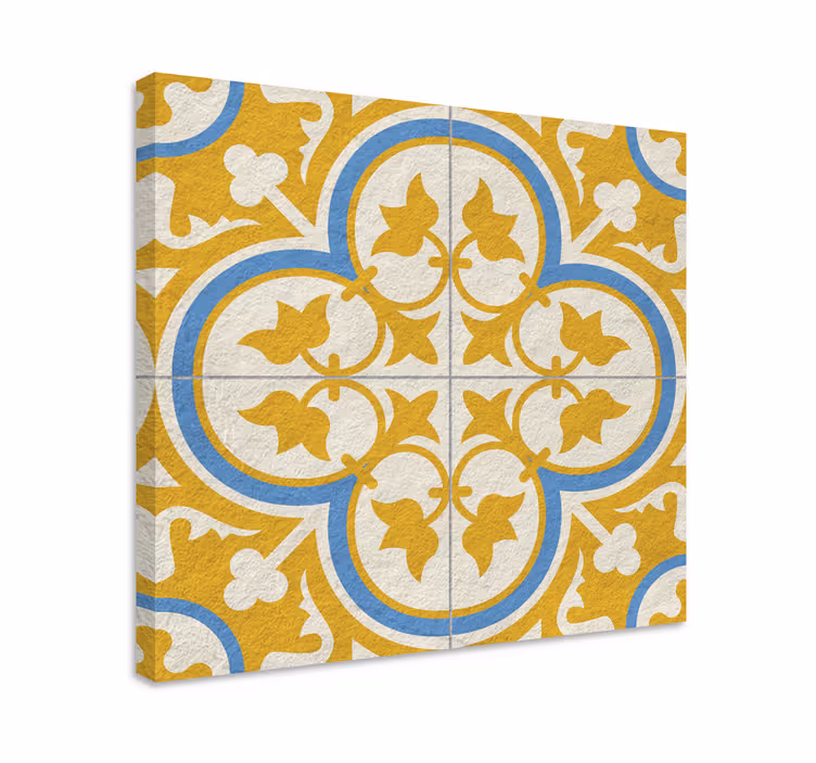Cuadro amarillo azulejo hidráulico amarillo - TenVinilo