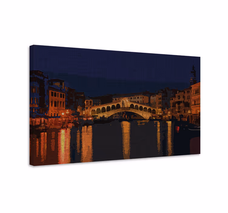 Cuadro ciudades reflejo del puente iluminado - TenVinilo