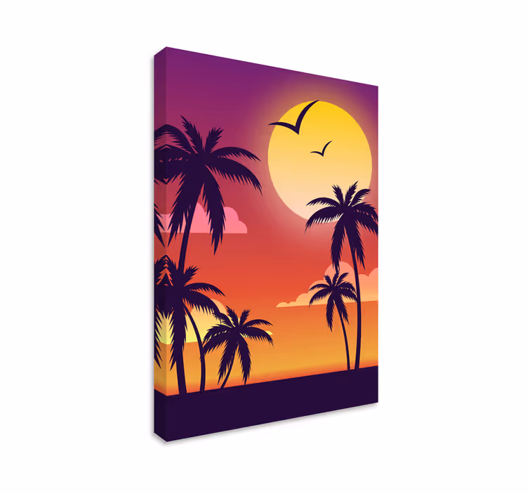 Cuadro paisaje puesta de sol de los 70 - TenVinilo