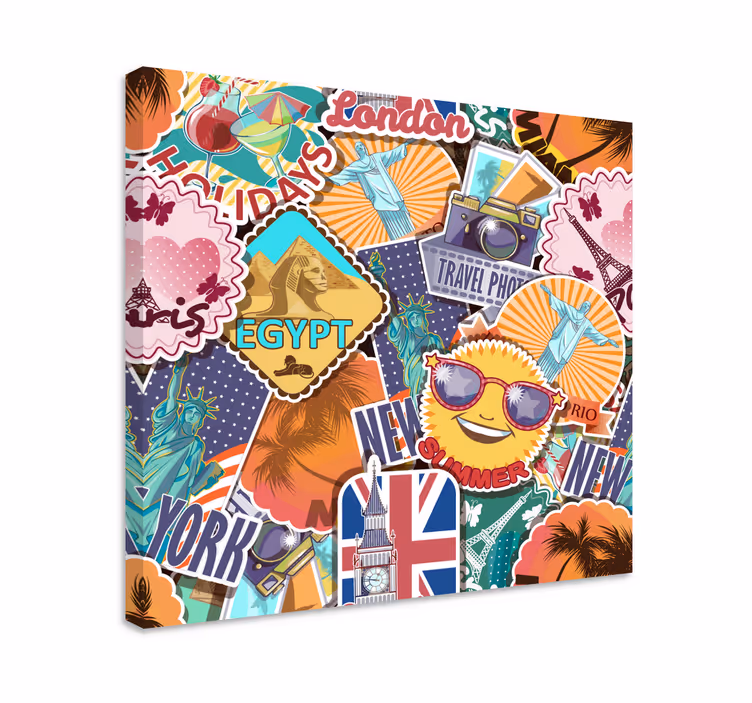 Cuadro collage de viajes globales - TenVinilo