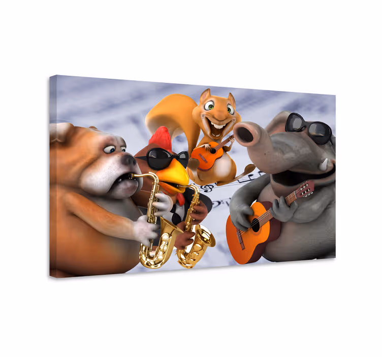 Cuadro con personas banda de músicos animales - TenVinilo